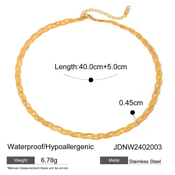 Wholesale Stainless Steel Braided Snake Bone Chain Necklace With Electroplating Treatment