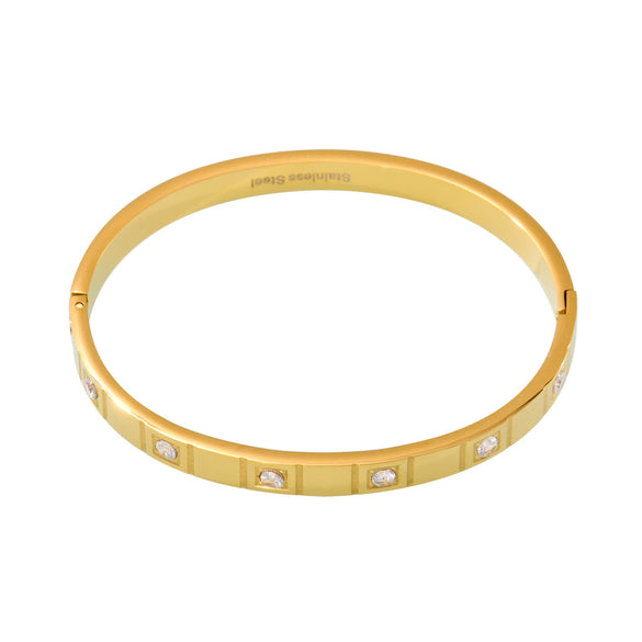 Wholesale Stainless Steel Buckle Bracelet With 5A Zircon Full Diamond Electroplated Fashionable And Geometric For Men And Women