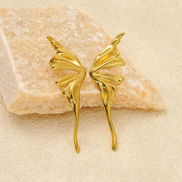 Wholesale Stainless Steel Butterfly Earrings Electroplated Fashion Style For Women