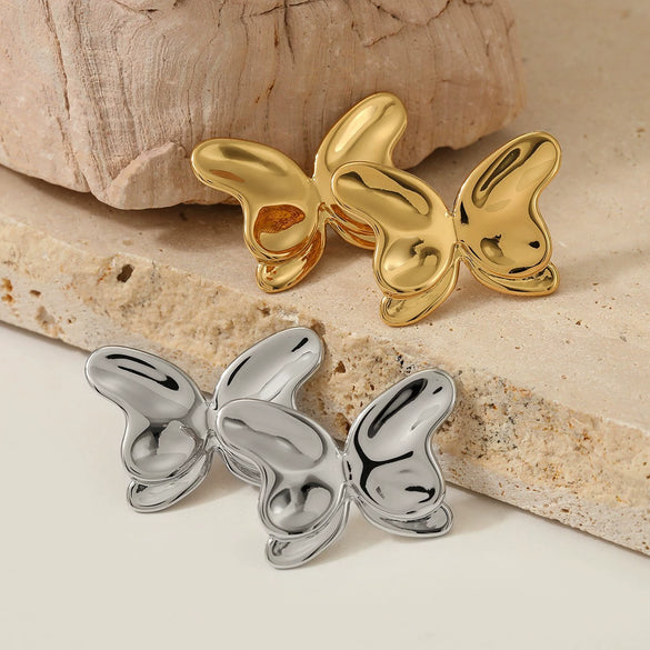 Wholesale Stainless Steel Butterfly Earrings With Insect Pattern Electroplated For Women Sweet Design
