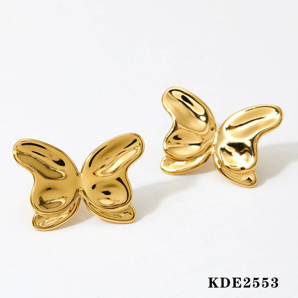 Wholesale Stainless Steel Butterfly Earrings With Insect Pattern Electroplated For Women Sweet Design