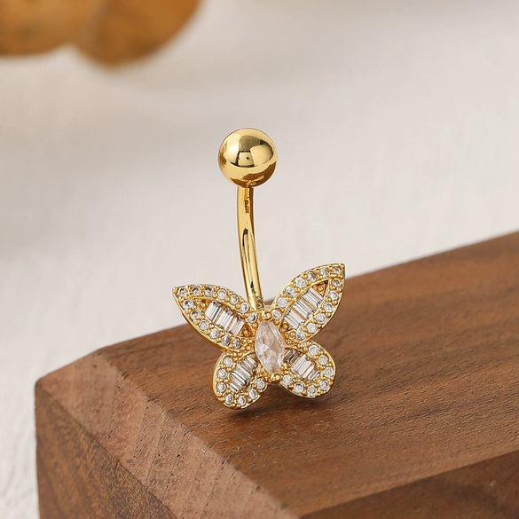 Wholesale Stainless Steel Butterfly Navel Ring Electroplated For Women