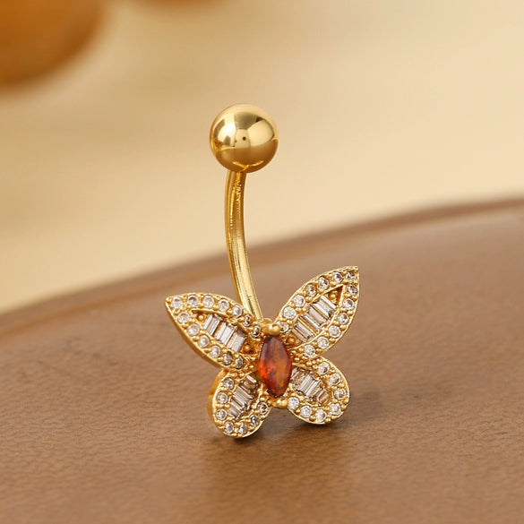 Wholesale Stainless Steel Butterfly Navel Ring Electroplated For Women
