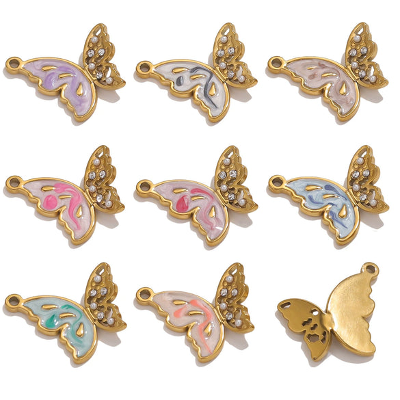 Wholesale Stainless Steel Butterfly Pendant With Vintage And Cartoon Animal Patterns Electroplated Diy Niche Accessories