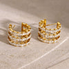 Wholesale Stainless Steel C Shaped Earrings With Inlaid Zircon For Women Featuring Letters Numbers Text Design