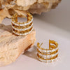 Wholesale Stainless Steel C Shaped Earrings With Inlaid Zircon For Women Featuring Letters Numbers Text Design