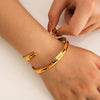 Wholesale Stainless Steel C Shaped Open Bracelet Gold Plated 18K Non Fading With Electroplating Treatment
