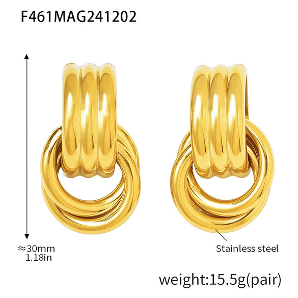 Wholesale Stainless Steel C Shaped Pattern High Glow Earrings For Women Pvd Electroplated 18K True Gold Color Preservation