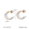 Wholesale Stainless Steel C Shaped Pearl Earrings For Women Geometric Style Electroplated