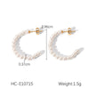 Wholesale Stainless Steel C Shaped Pearl Earrings For Women Geometric Style Electroplated