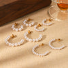 Wholesale Stainless Steel C Shaped Pearl Earrings For Women Geometric Style Electroplated