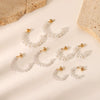 Wholesale Stainless Steel C Shaped Pearl Earrings For Women Geometric Style Electroplated