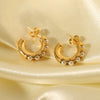Wholesale Stainless Steel C Shaped Pearl Earrings With 18K Gold Plated Finish For Women Vacuum Real Gold Electroplated In Pvd Furnace