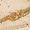 Wholesale Stainless Steel C Shaped Pearl Earrings With 18K Gold Plated Finish For Women Vacuum Real Gold Electroplated In Pvd Furnace