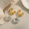 Wholesale Stainless Steel C Shaped Plain Hoop Earrings With Geometric Pattern And Real Gold Pvd Furnace Electroplating For Women Minimalist Normcore Fashion