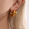 Wholesale Stainless Steel C Solid Earrings Pvd Plated 18K True Gold Color Light Luxury Geometric Style