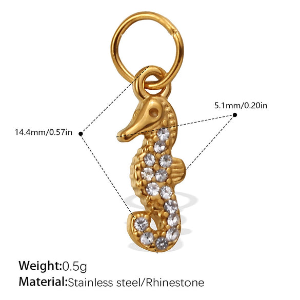 Wholesale 316L Stainless Steel Cartoon Animal Zodiac Inlaid Rhinestone Starfish Coconut Tree Pendant Necklace Bracelet Accessories Electroplated