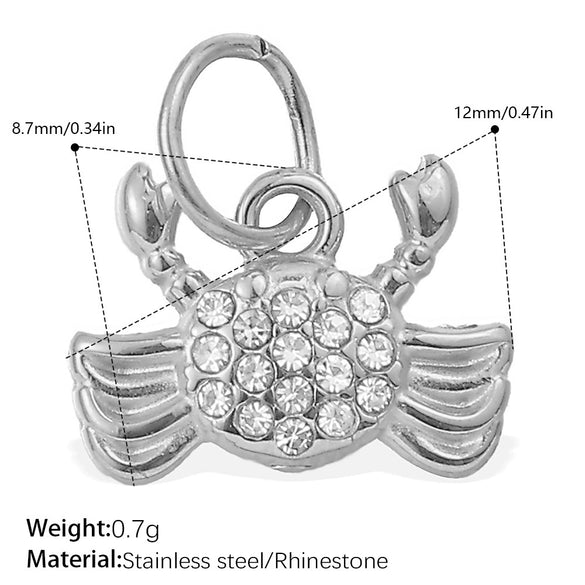 Wholesale 316L Stainless Steel Cartoon Animal Zodiac Inlaid Rhinestone Starfish Coconut Tree Pendant Necklace Bracelet Accessories Electroplated