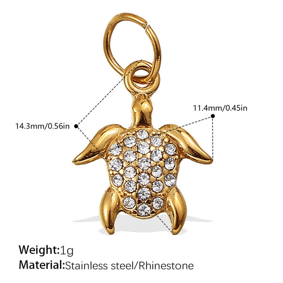 Wholesale 316L Stainless Steel Cartoon Animal Zodiac Inlaid Rhinestone Starfish Coconut Tree Pendant Necklace Bracelet Accessories Electroplated