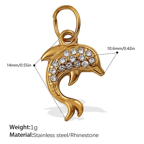 Wholesale 316L Stainless Steel Cartoon Animal Zodiac Inlaid Rhinestone Starfish Coconut Tree Pendant Necklace Bracelet Accessories Electroplated