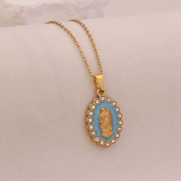 Wholesale Stainless Steel Cartoon Character Religious Clavicle Chain Necklace With Cross Pendant