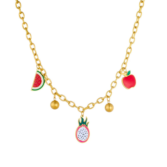 Wholesale Stainless Steel Cartoon Fruitshape Pendant Necklace With Electroplating Process