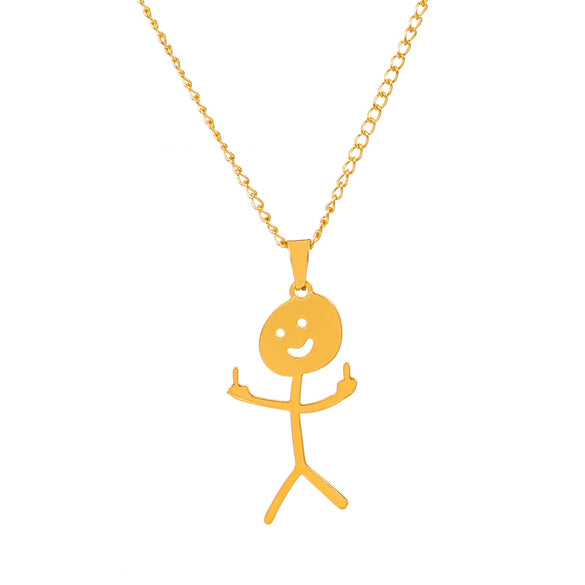 Wholesale Stainless Steel Cartoon Stickman Pendant Necklace With Geometric Style And Electroplating Treatment For Men And Women