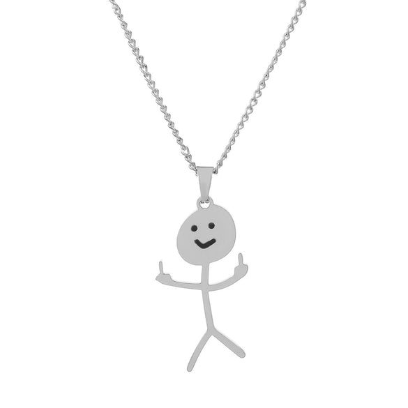 Wholesale Stainless Steel Cartoon Stickman Pendant Necklace With Geometric Style And Electroplating Treatment For Men And Women