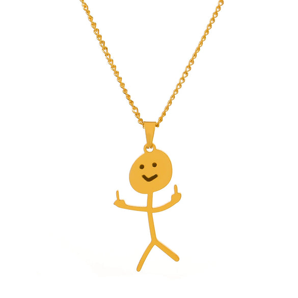 Wholesale Stainless Steel Cartoon Stickman Pendant Necklace With Geometric Style And Electroplating Treatment For Men And Women