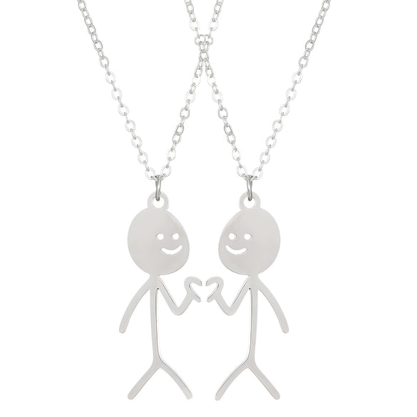Wholesale Stainless Steel Cartoon Stickman Pendant Necklace With Geometric Style And Electroplating Treatment For Men And Women