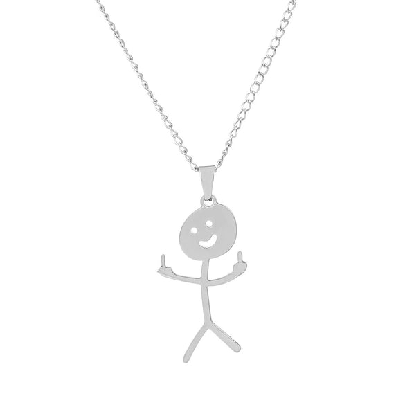 Wholesale Stainless Steel Cartoon Stickman Pendant Necklace With Geometric Style And Electroplating Treatment For Men And Women