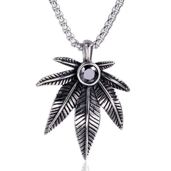 Wholesale Stainless Steel Casting Maple Leaf Pendant Necklace Jewelry
