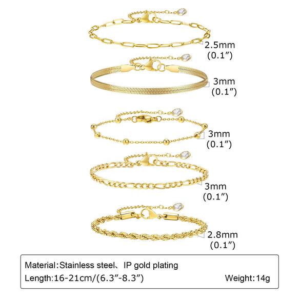 Wholesale Stainless Steel Chain Bracelet For Women Fashion Personality Gold Electroplated Jewelry