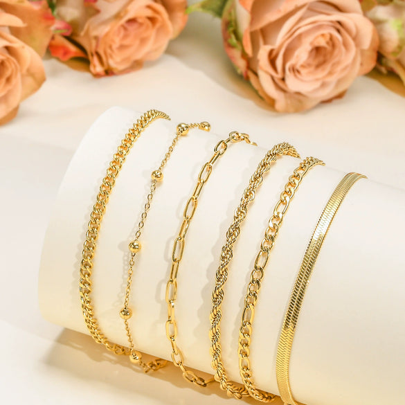 Wholesale Stainless Steel Chain Bracelet For Women Fashion Personality Gold Electroplated Jewelry