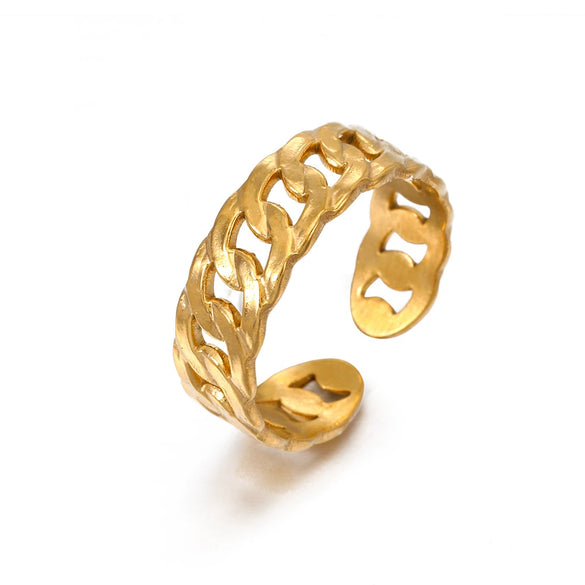 Wholesale Stainless Steel Chain Ring Women's Geometric Electroplated Design