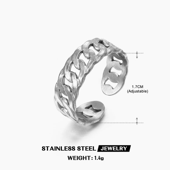 Wholesale Stainless Steel Chain Ring Women's Geometric Electroplated Design