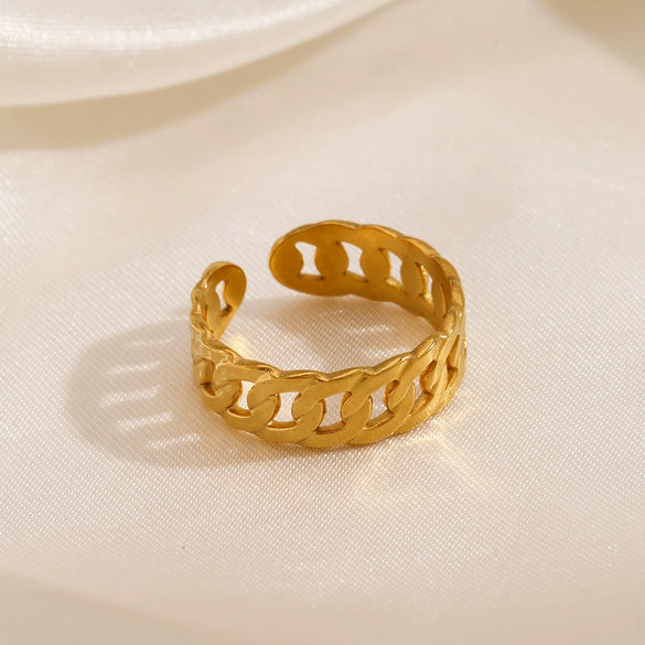 Wholesale Stainless Steel Chain Ring Women's Geometric Electroplated Design