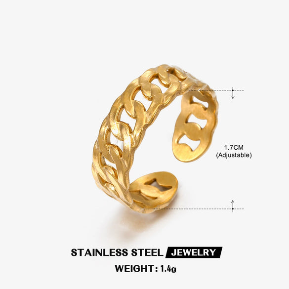 Wholesale Stainless Steel Chain Ring Women's Geometric Electroplated Design