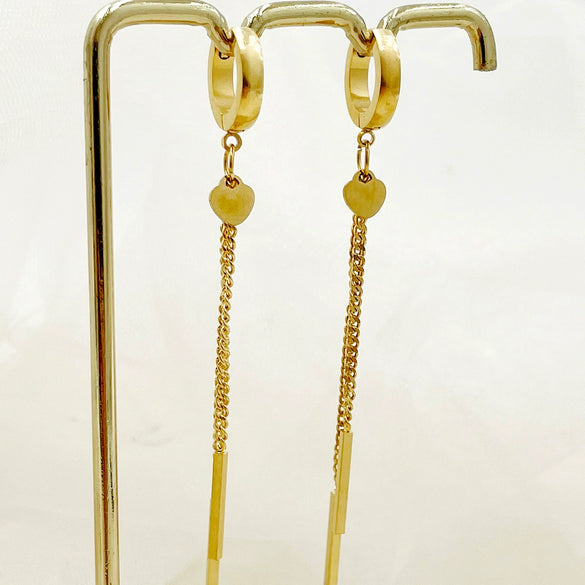 Wholesale Stainless Steel Chain Tassel Earrings Electroplated With Sun Moon Stars Flowers Animal Shapes