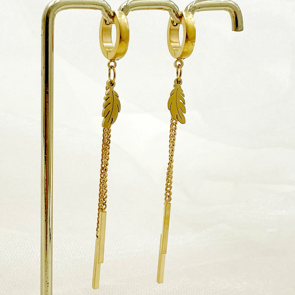 Wholesale Stainless Steel Chain Tassel Earrings Electroplated With Sun Moon Stars Flowers Animal Shapes