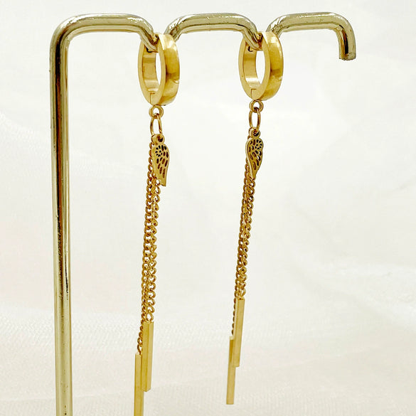Wholesale Stainless Steel Chain Tassel Earrings Electroplated With Sun Moon Stars Flowers Animal Shapes