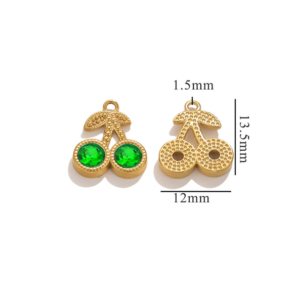 Wholesale Stainless Steel Cherry Crystal Pendant Jewelry Accessories With Vacuum Titanium Plated And Sweet Style