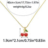 Wholesale Stainless Steel Cherry Pendant Necklace With Snake Bone Chain Electroplating Fashion Minimalist Design