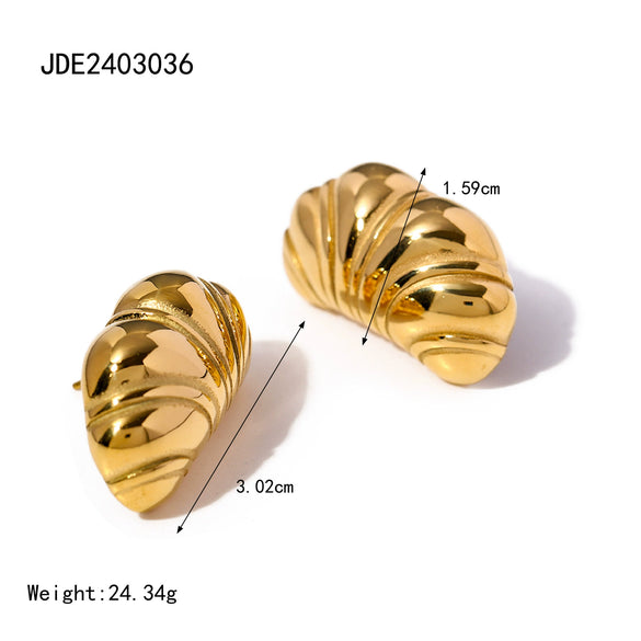 Wholesale Stainless Steel Chubby Horn Wrap Texture Electroplated Unisex Earrings