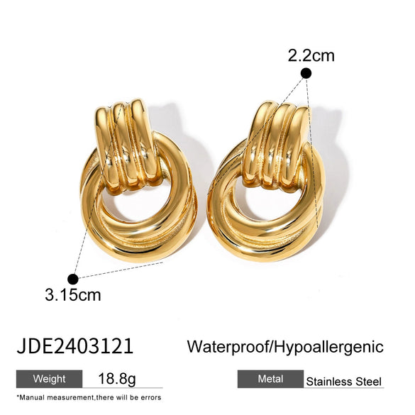 Wholesale Stainless Steel Circle Earrings With Geometric Design And Electroplating For Women