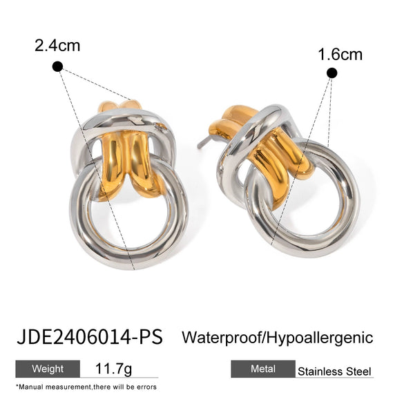 Wholesale Stainless Steel Circle Earrings With Geometric Design And Electroplating For Women