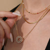 Wholesale 316L Stainless Steel Circle Pendant Clavicle Necklace And Bracelet Set With Electroplating And Chain Pattern