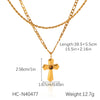 Wholesale Stainless Steel Clavicle Chain Necklace With 18K Gold Plated Geometric Pattern Cross Pendant Inlaid With Colored Diamond And Pearl For Women
