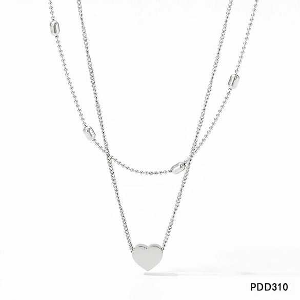 Wholesale Stainless Steel Clavicle Chain With Oval Beads And Double Layer Vacuum Electroplated Gold Rhombus Pattern For Women