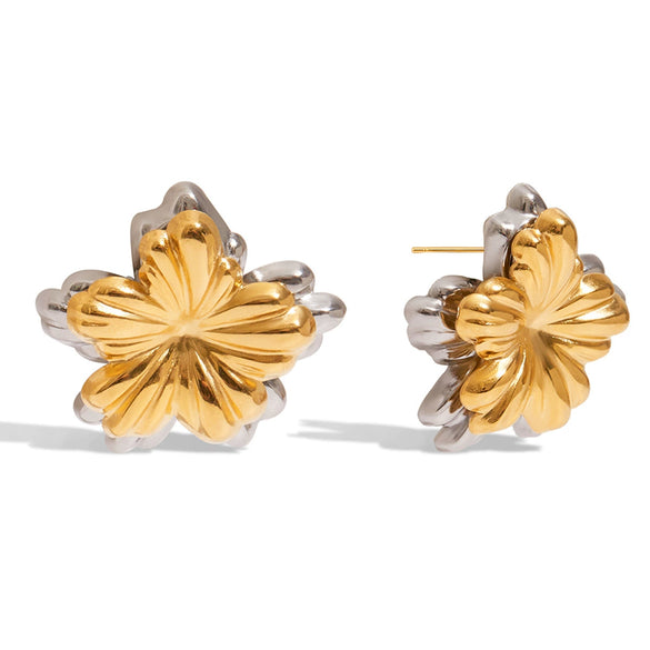 Wholesale Stainless Steel Color Matching Flower Geometric Earrings With Electroplating Light Luxury High End Non Fading Women's Earrings